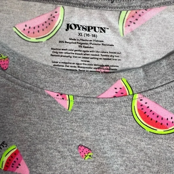 Joyspun Gray and Pink Pajama Set Watermelon Print, women’s XL - Picture 2 of 9